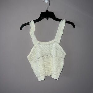 NWOT cream white tank top knitted designed crop top CICIBIRD Small